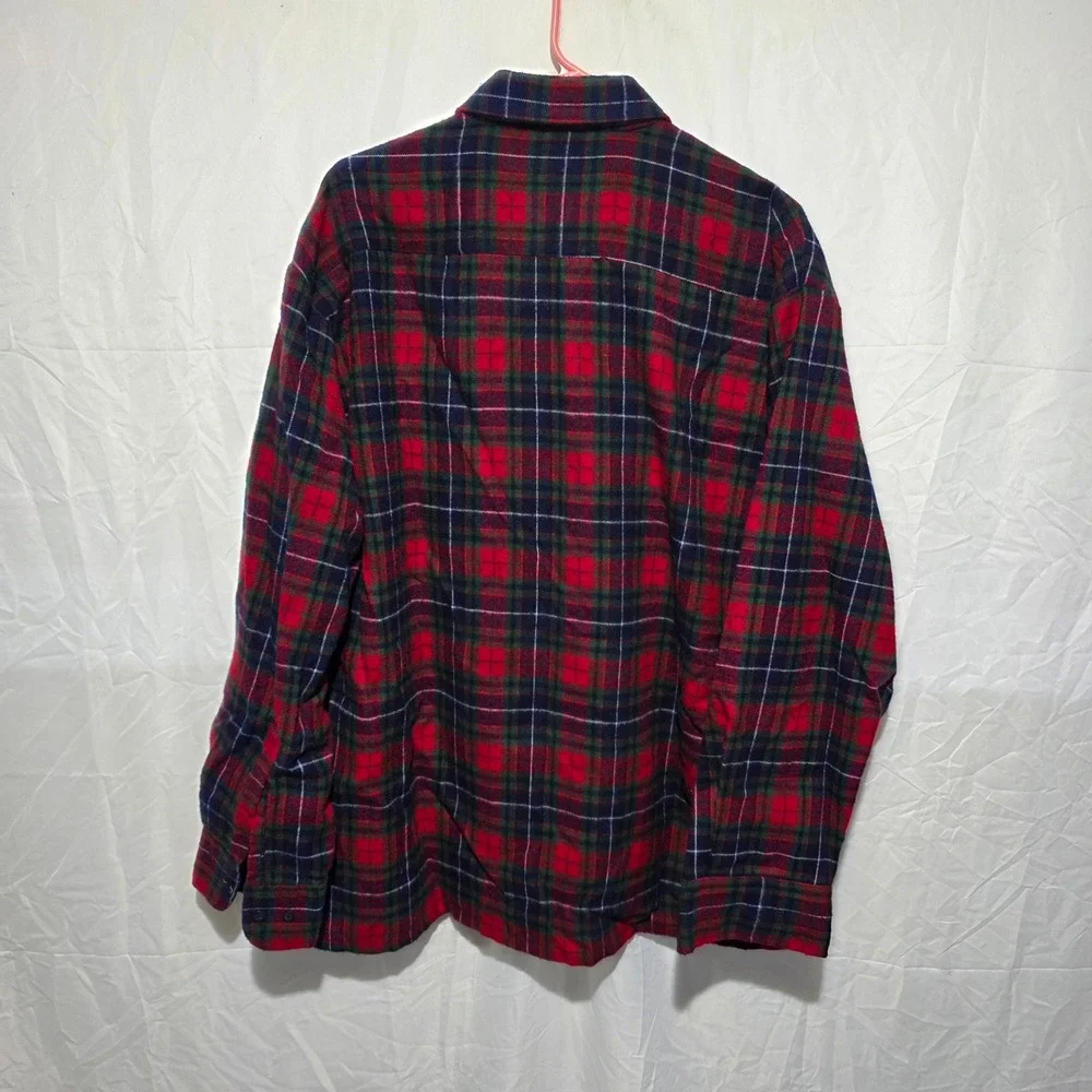 Royal Knight Vintage Plaid Flannel Shirt Mens XL Red Green Blue Acrylic Button